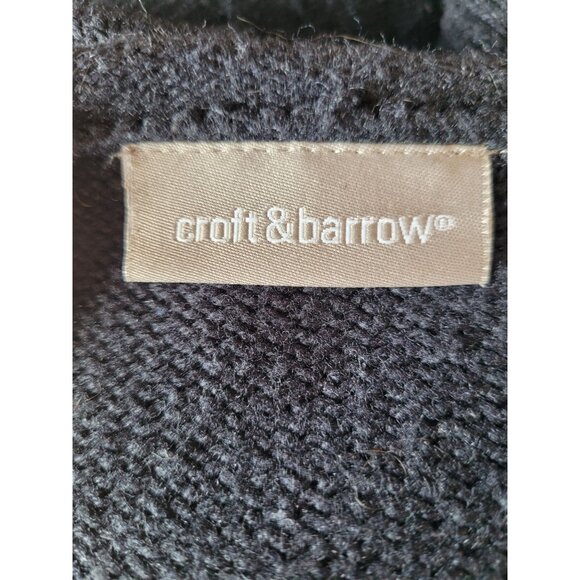 Croft & Barrow Cardigan Sweater S Womens Embroidered Black Full Zip Ramie Acryli - Picture 4 of 12